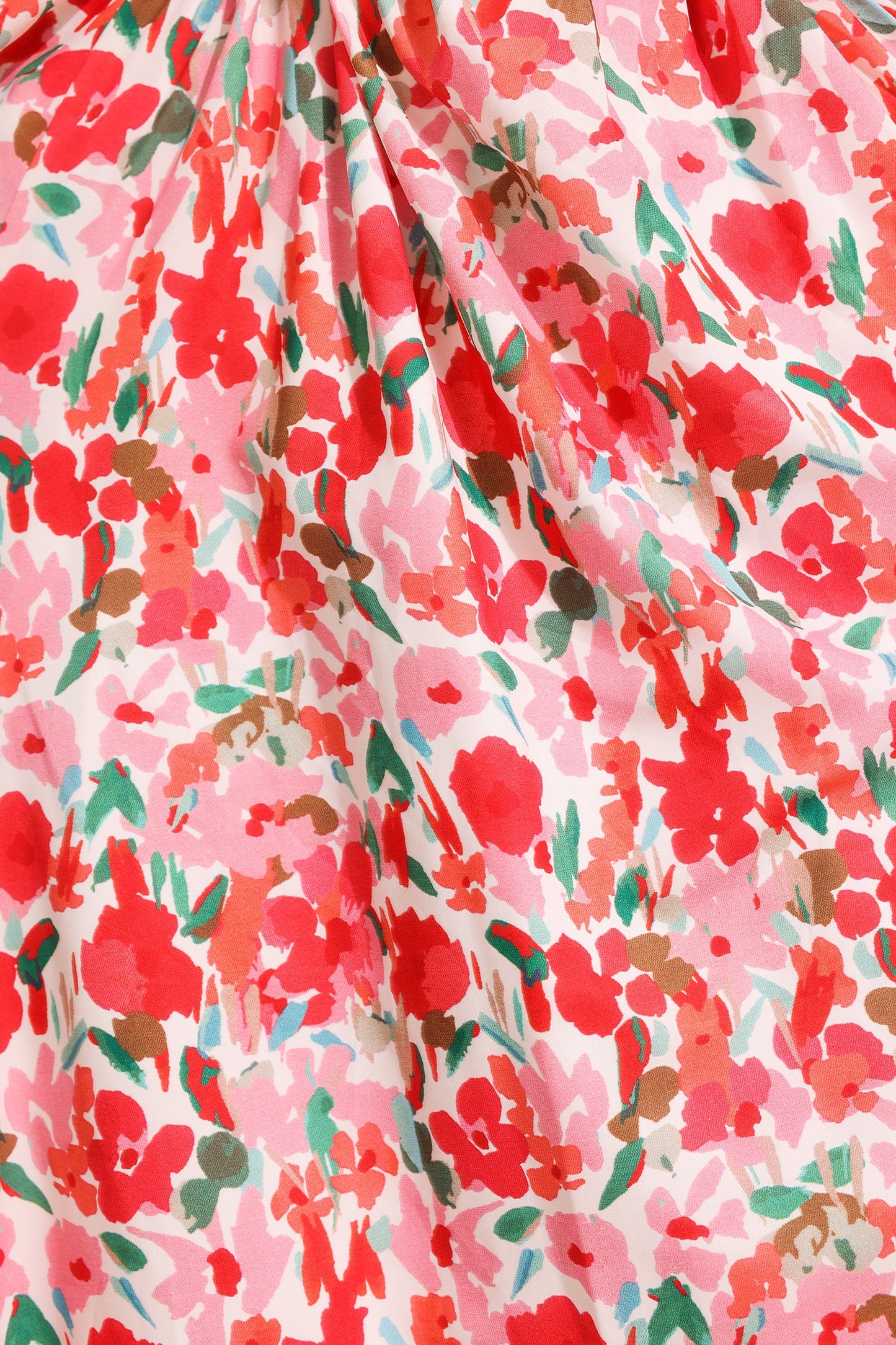 Vestido largo sin mangas con cuello en V y volantes florales