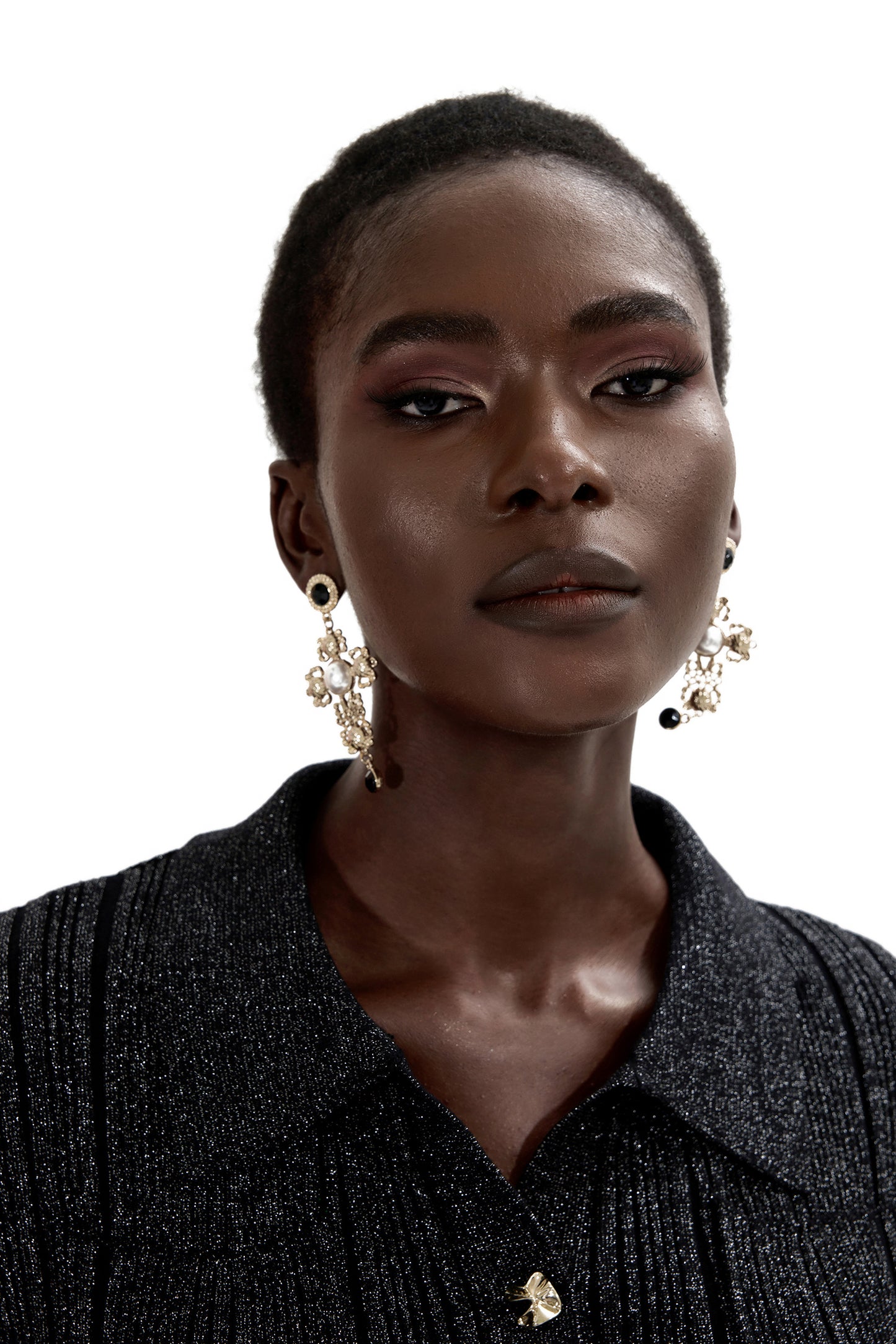 Pendientes colgantes de metal con forma de cruz y perla sintética