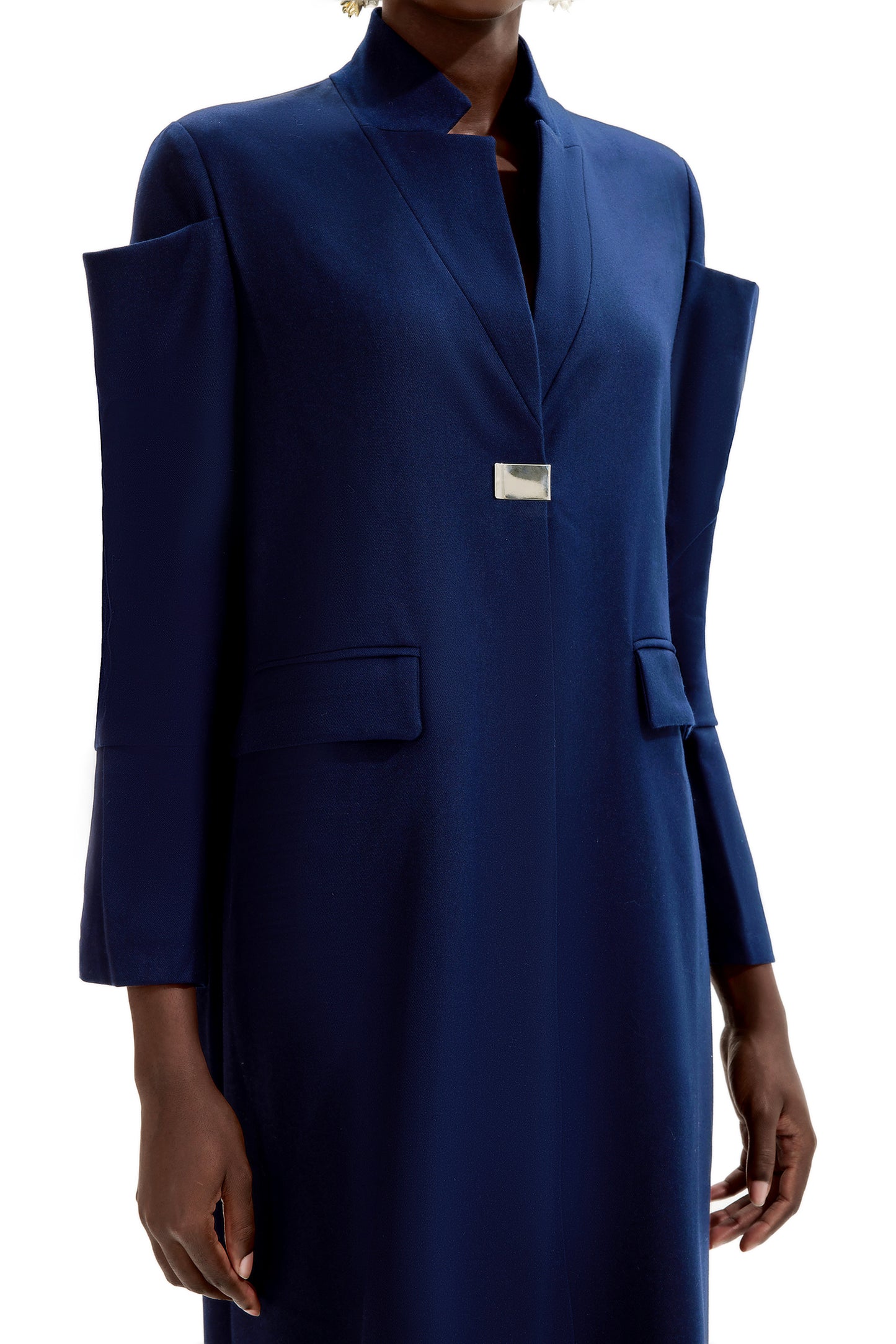 Abrigo midi con cuello alto y empalme