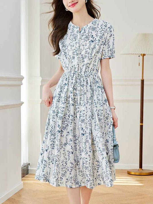 Destiny Vacation V-Neck Floral Printed Dress