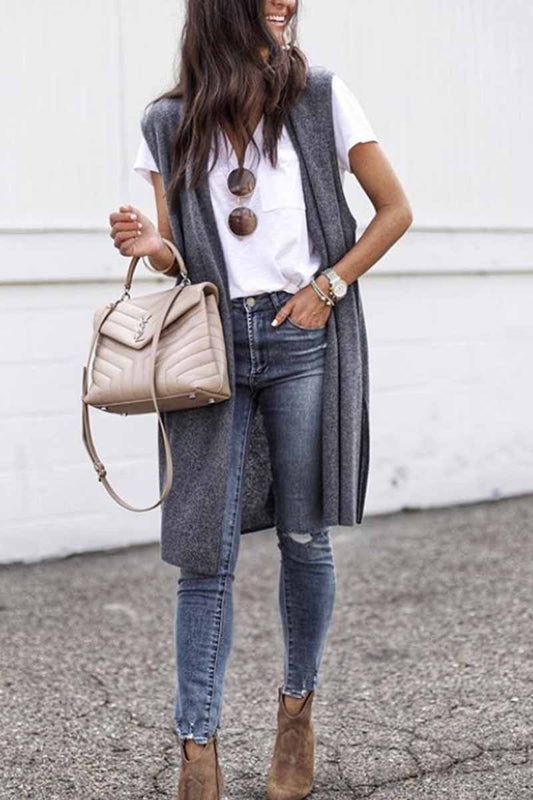 Chaleco de color liso de longitud media