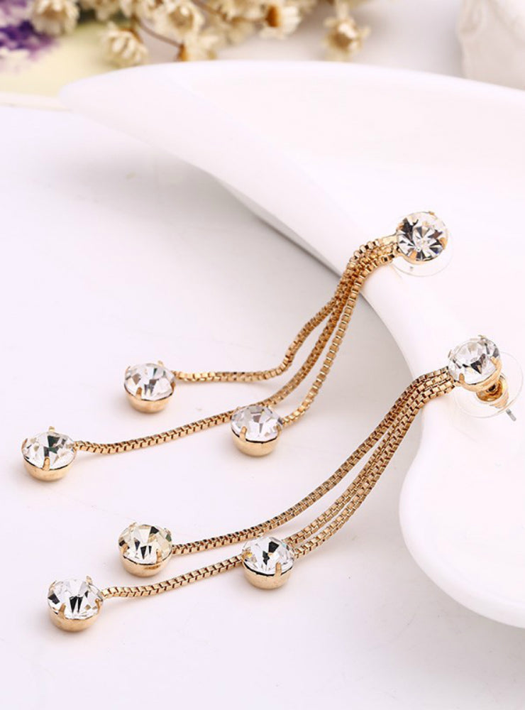 Tassel Rhinestone Earrings with Unique Personality