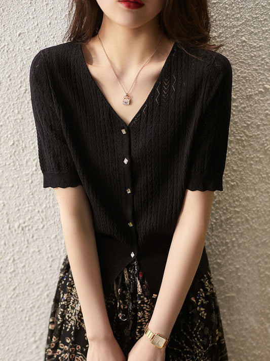 Zoe Elegant Hollowed Knitted Cardigan