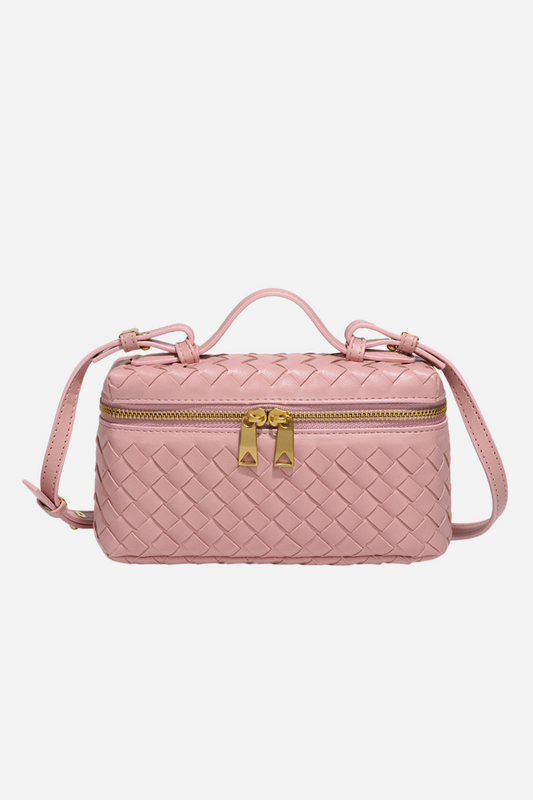 Bolso bandolera de piel tejida