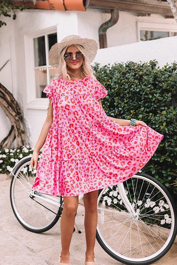 Vestido holgado de talla grande con estampado de leopardo en forma de A para mujer