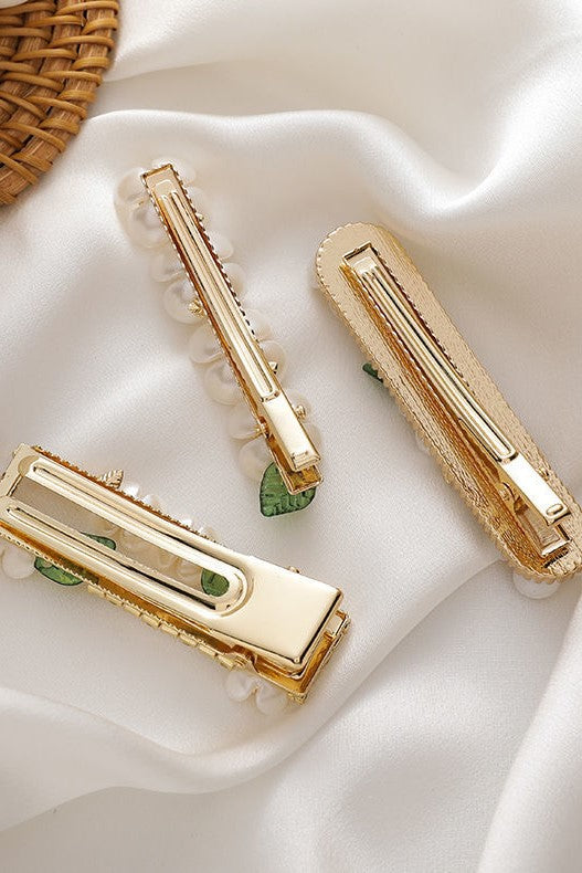 Pinza para el cabello con diamantes de imitación y flores de Ariana