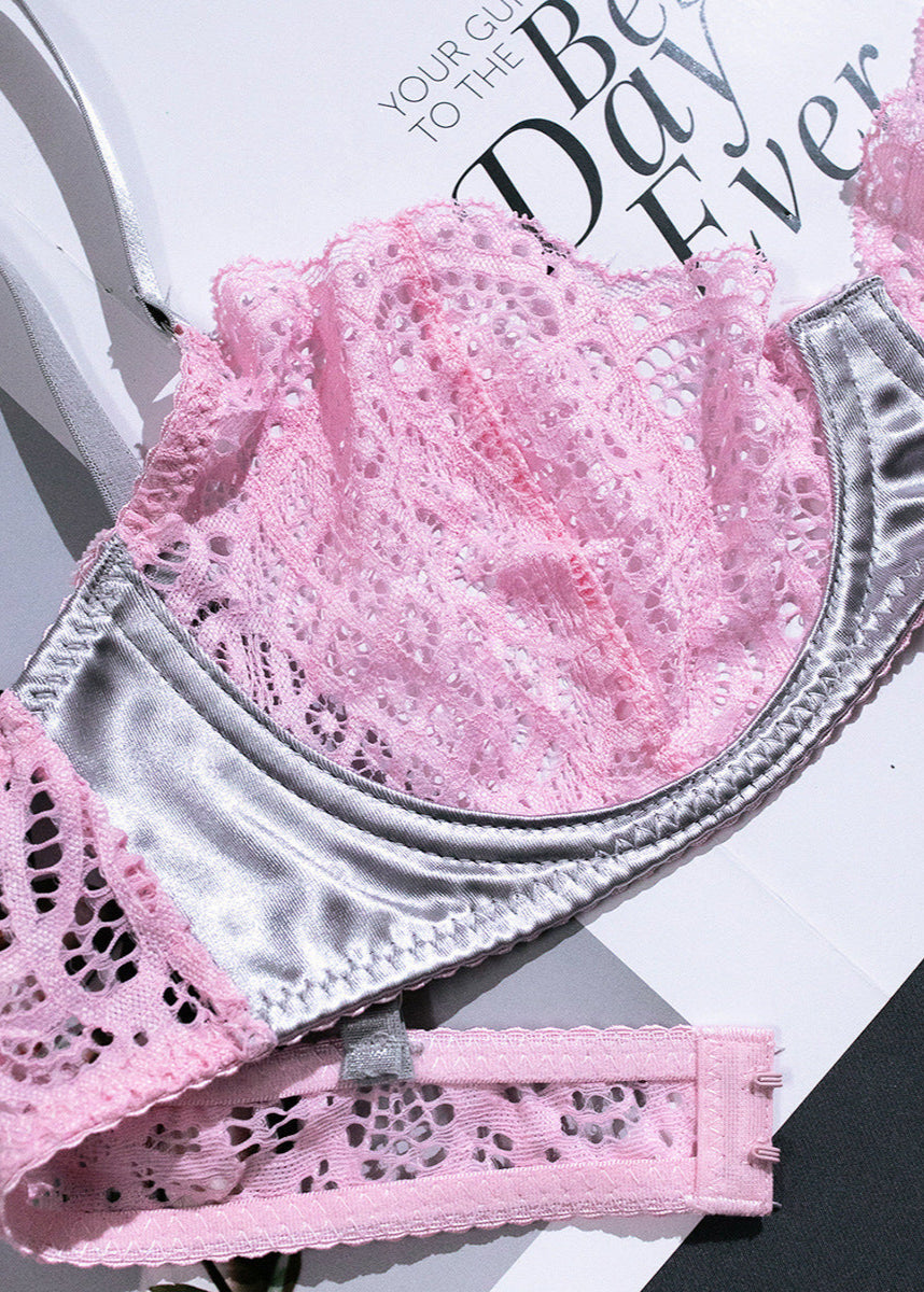 Blush Alloy - Embroidered Contrast Bra & Panty Set