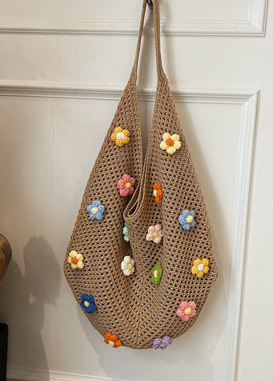 BloomTide - Crochet Shoulder Bag with 3D Floral Accents