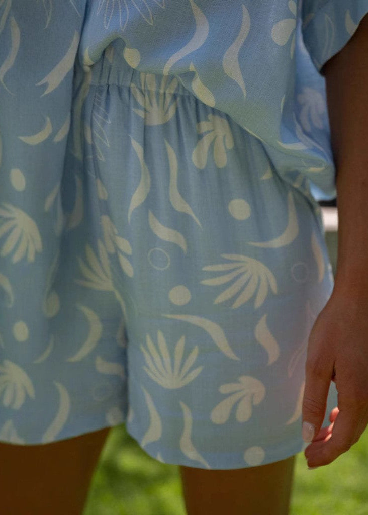 Azure Tropic - Light Blue Palm Print Co-Ord Set