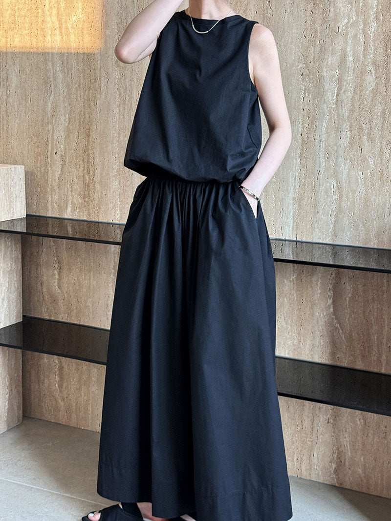 Conjunto de dos piezas de falda y top con chaleco y falda tipo paraguas, traje coreano de verano