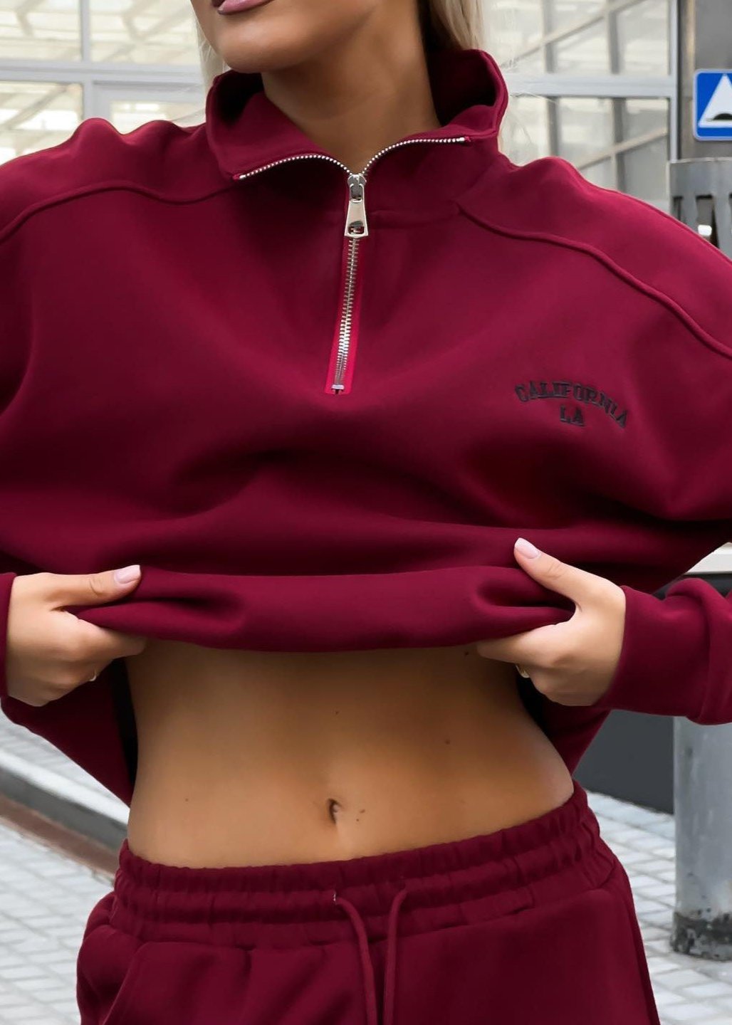 California Style Zipper Sweatshirt and Joggers Set