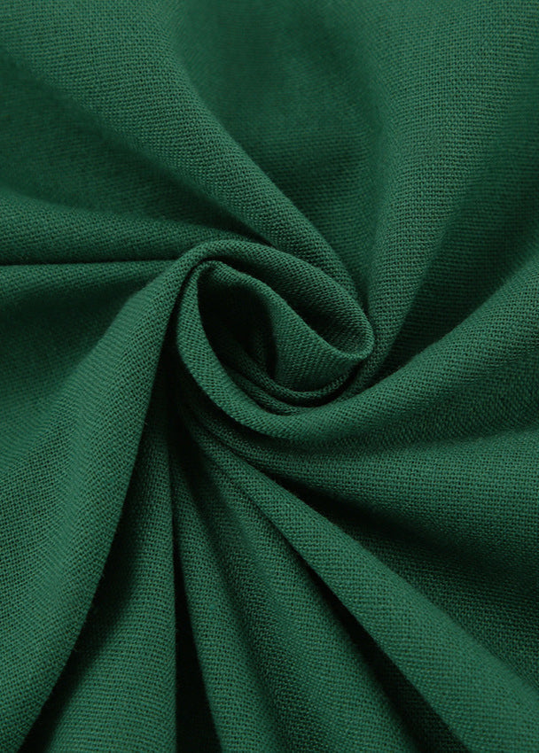 Capri Linen Dress – Open Back Maxi in Forest Green