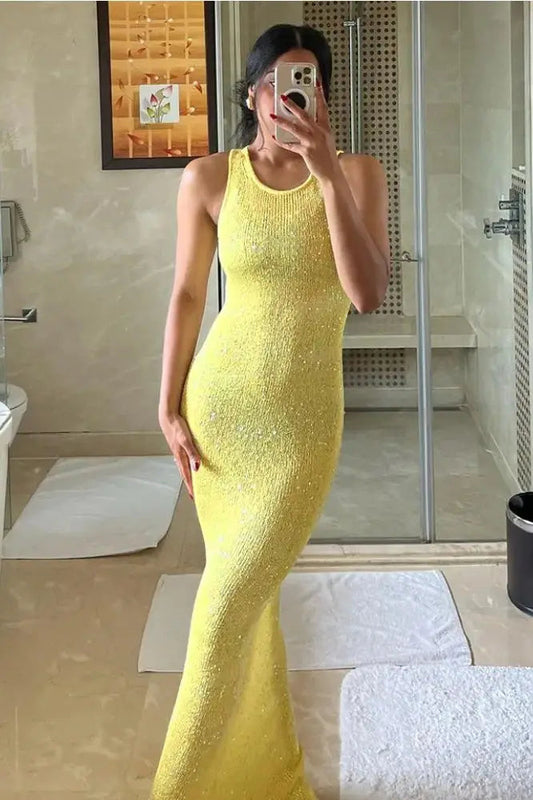 Sequin Sleeveless Maxi Dress