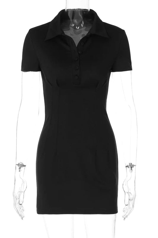 High Waist Short Sleeve Patchwork Mini Dress