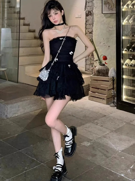 Vestido minivestido elegante ajustado sin mangas para mujer, estilo princesa, para fiesta de noche, graduación, moda coreana, primavera y verano