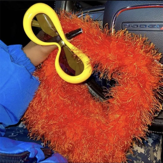 Cute Winter Candy Color Handbags Women Kawaii Furry Plush Faux Fur Bags Goth Y2k Girls Festival Shoulder Armpit Hobos Bag