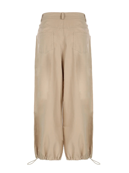Pantalones cargo holgados de cintura ajustable y estilo callejero para mujer