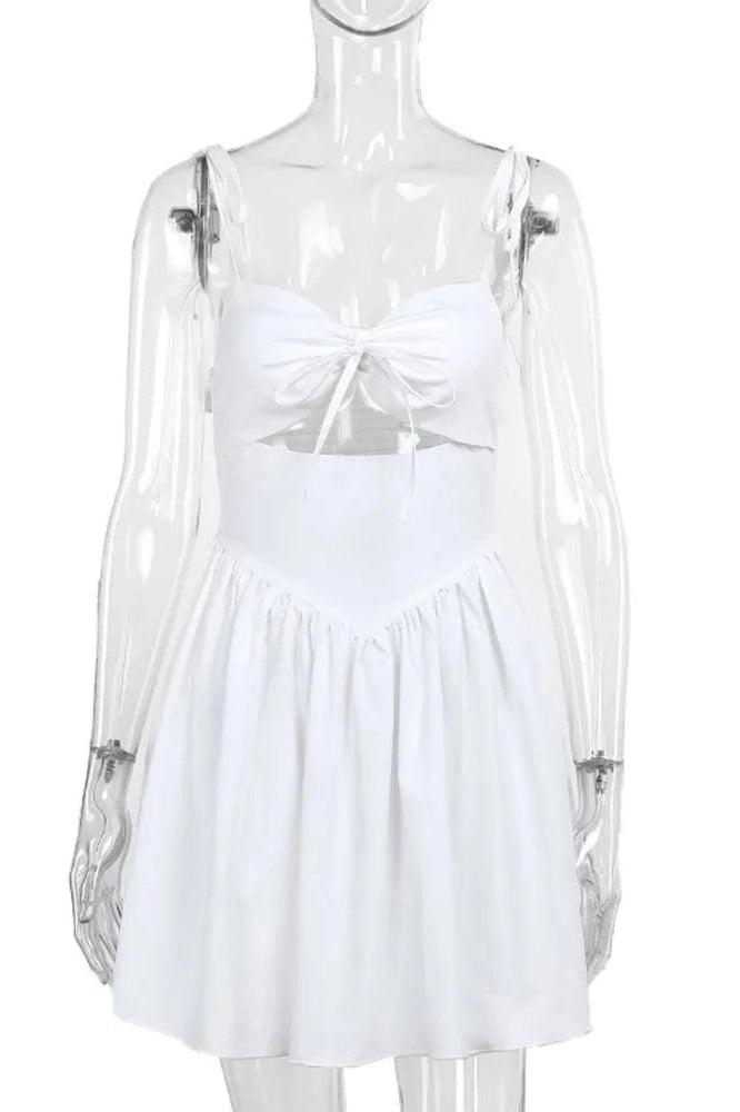 Sleeveless Hollow Out Pleated Mini Dress