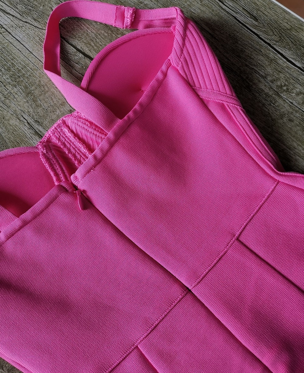 Janea Fuchsia Bandage Dress - Fuchsia Bandage Dress