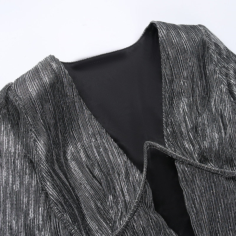 Phlia Sequin Long Sleeve Dress with Pleated Detail