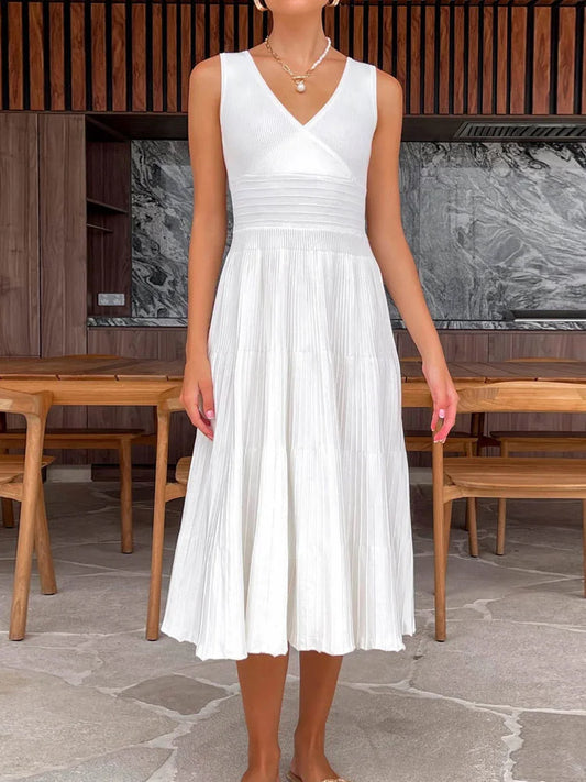 Knit V-Neck For Women Maxi Dress Y2k Backless Fashion Knitwear Party Dress Casual Baggy High Waist Summer Female Dress