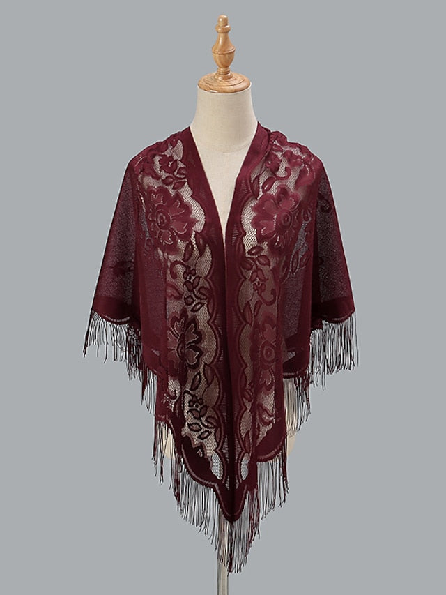 1 PC Solid Color New Spring Summer Breathable Loose Hollow Shawl Women Fashion Tassel Scarf Beach for Travel Vacation for Women