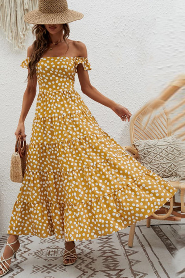 Vestido con falda pastel de cintura alta, color liso, cintura delgada, mangas voladoras