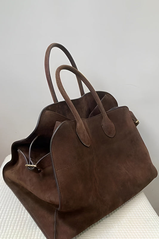 Solid Color Vintage Faux Suede Tote Bag