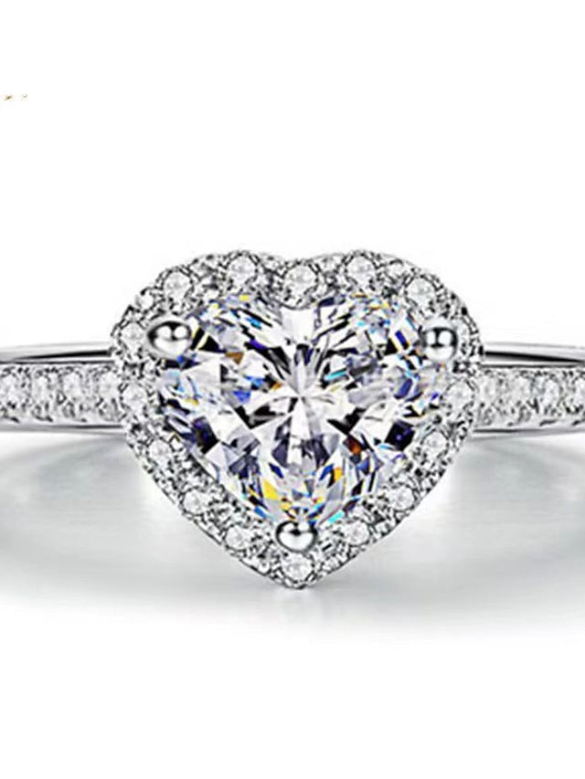 1PC Alloy Ring For Women with Tiny Heart/Square Clear Diamond for Women