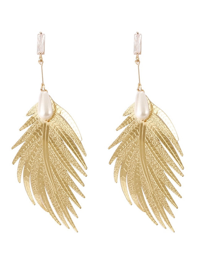 1 Pair Drop Earrings For Daily Date Alloy Classic Fashion Leaf for Women