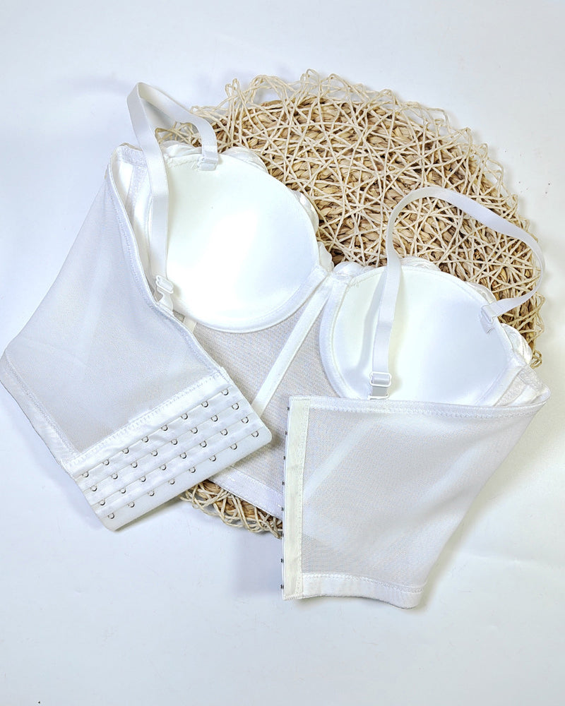 French Handmade Rose Flower Mesh Tube Top