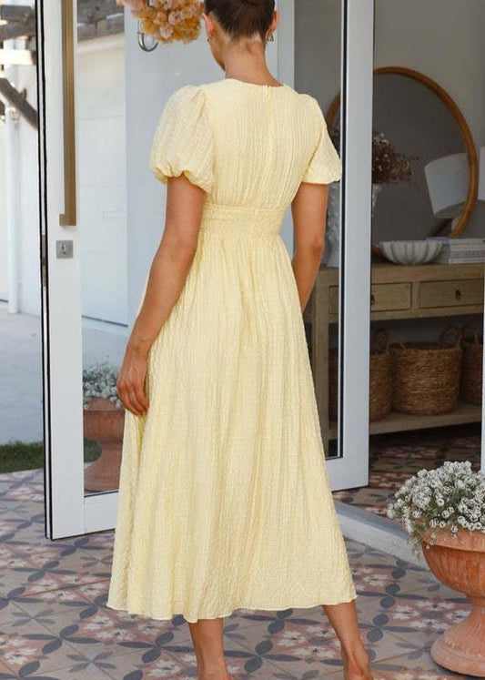 Lemonlight Smocked Midi Dress - Puff Sleeve Summer Essential