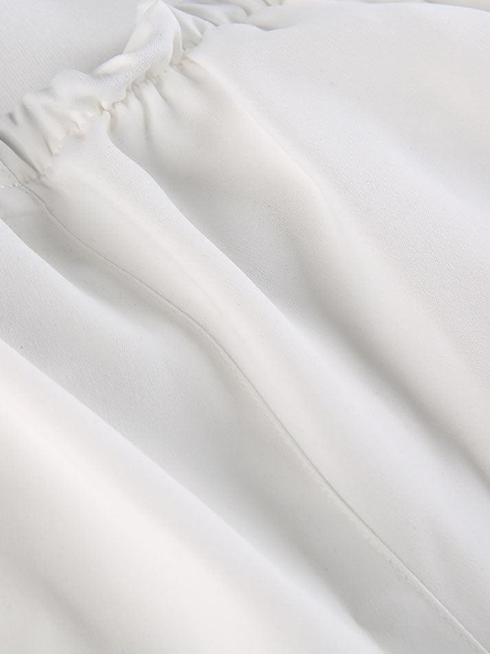 White Hip Hop Pintuck Detail Straight Leg Pants