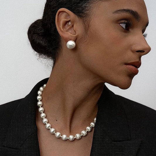 Brushed Satin Finish Sterling Silver Ball Stud Earrings