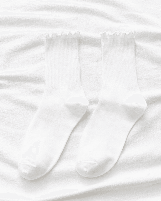 Solid Color Vintage Ruffle Folds Socks