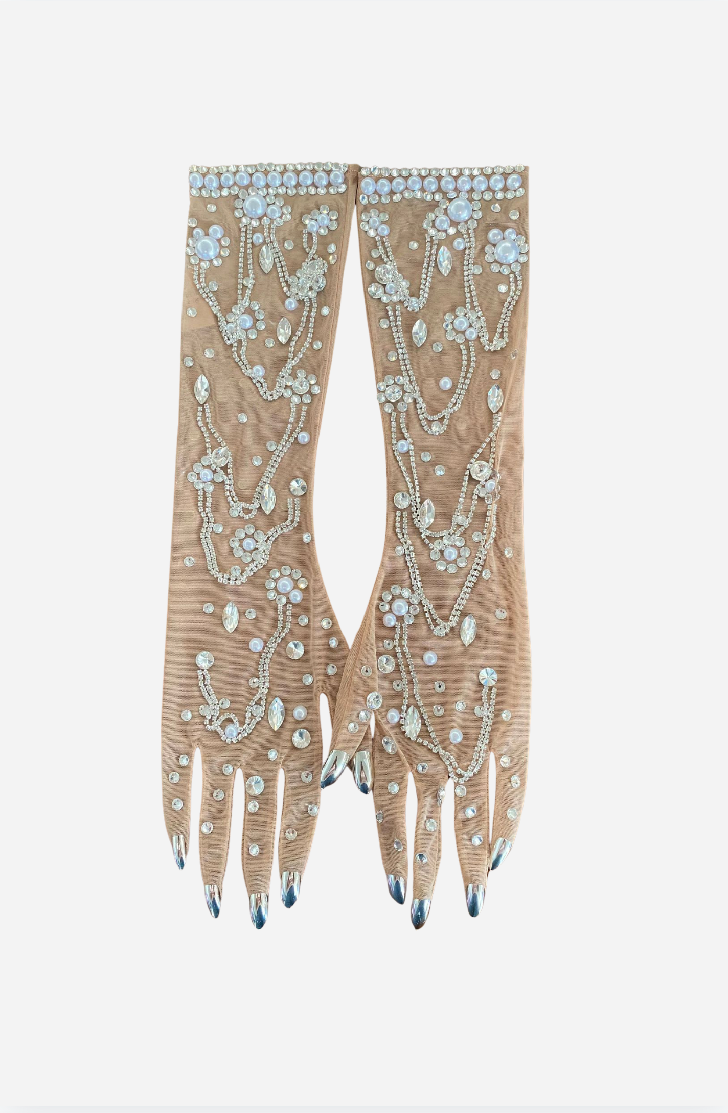 Sparkly Crystal Pearl Gloves