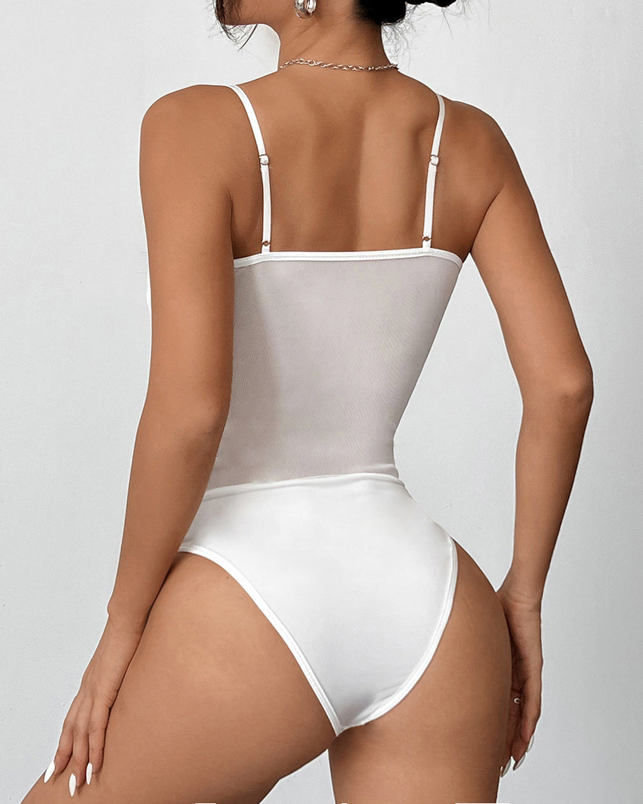 Elegant Lace Bow Tie Bodysuit