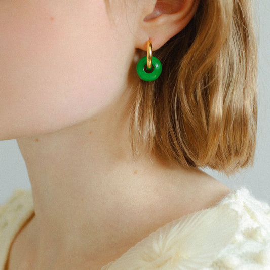 Two Tone 18K Gold Plated Hinge Double Hoop Earrings