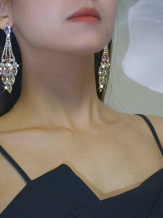 1 Pair Dangle Earrings Crystal Earrings For Cubic Zirconia Wedding Party Evening Daily Acrylic Rhinestone Chandelier for Women