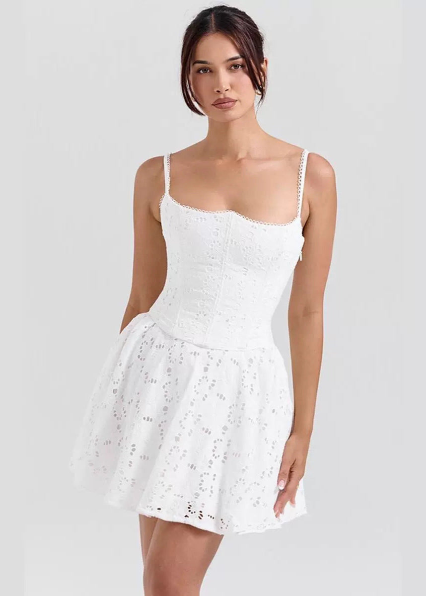 Celeste - Eyelet Corset Mini Dress