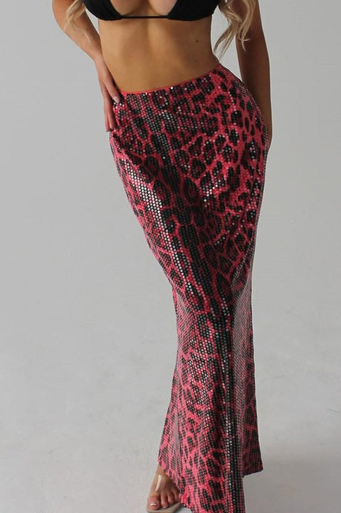 Sequin Leopard Double Layer Skirt
