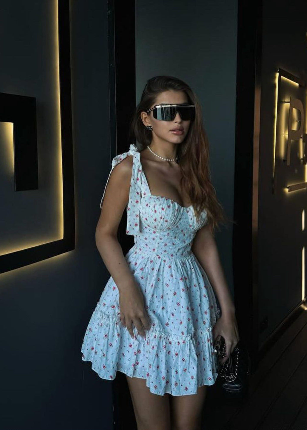 Blossom Charm - Floral Tie-Strap Mini Dress