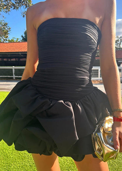 Celeste Strapless Bubble Mini Dress – Ruched Bodice Party Silhouette