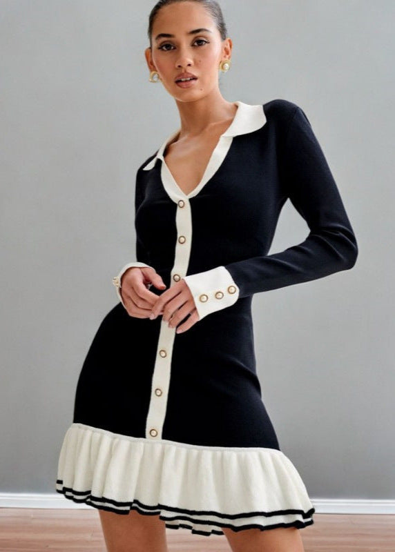 Celeste - Contrast Trim Knit Dress