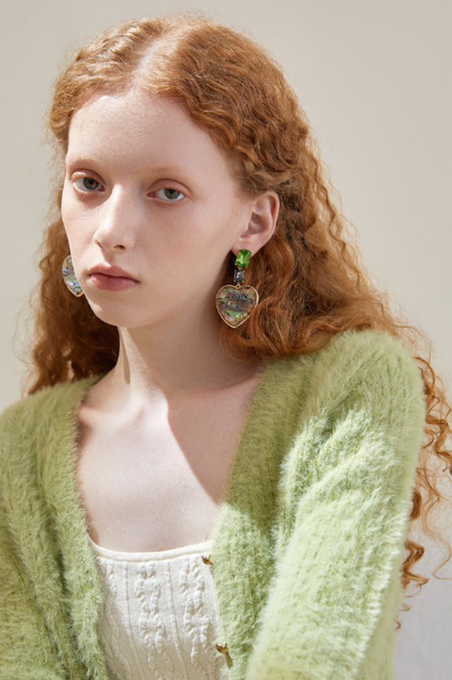 Heart Pendant Earrings with Oil Printing