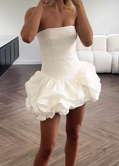 Celeste Strapless Bubble Mini Dress – Ruched Bodice Party Silhouette