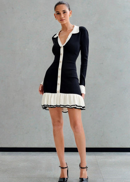 Celeste - Contrast Trim Knit Dress