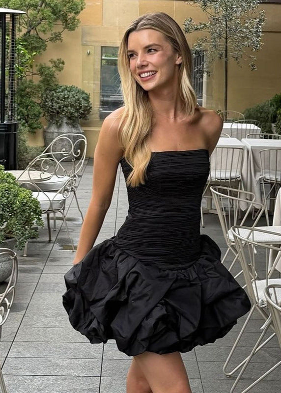 Celeste Strapless Bubble Mini Dress – Ruched Bodice Party Silhouette