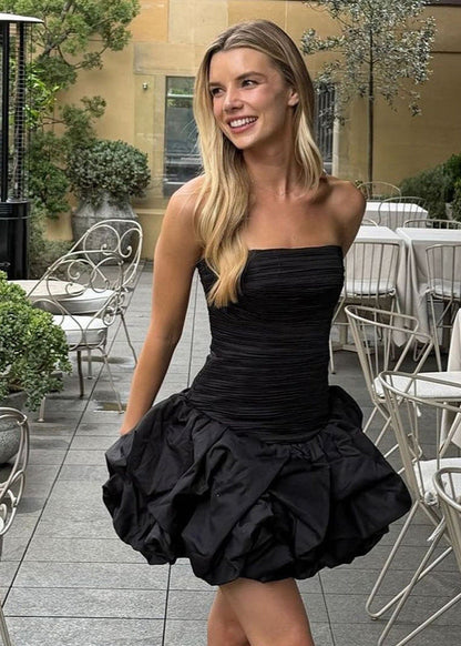 Celeste Strapless Bubble Mini Dress – Ruched Bodice Party Silhouette