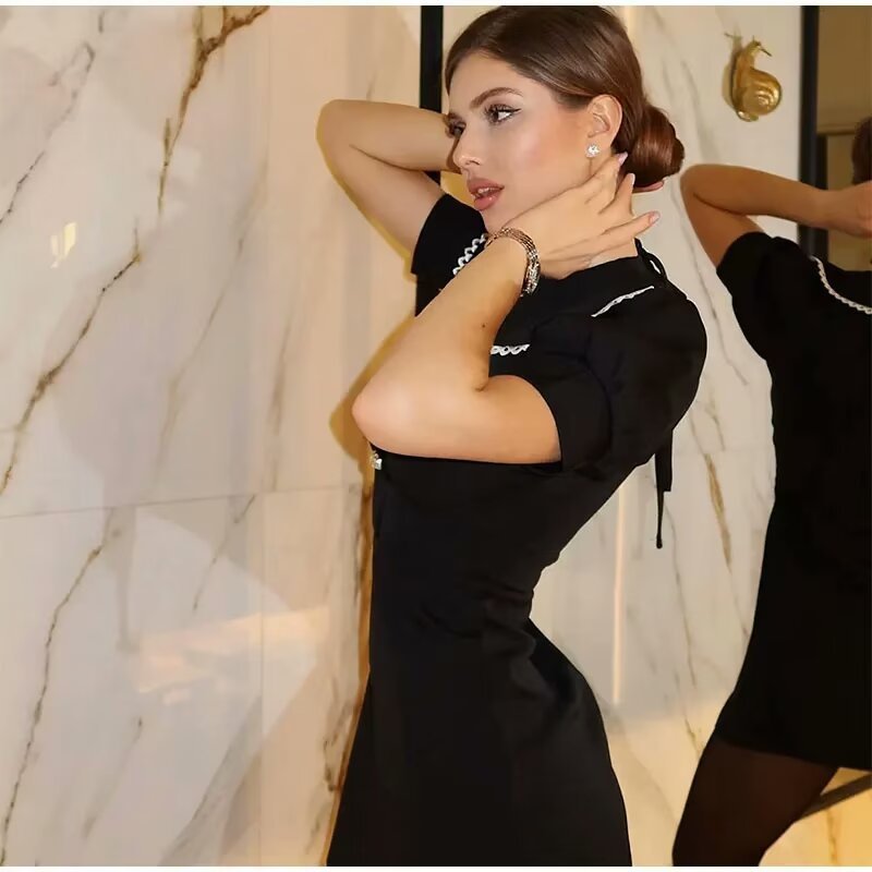 Evie A-Line Dress with Spliced Collar